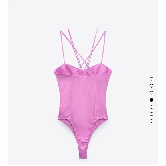 NWT ZARA  SATIN-EFFECT STRAPPY BODYSUIT Pink Size Small Ref 4661/480 - Picture 2 of 14